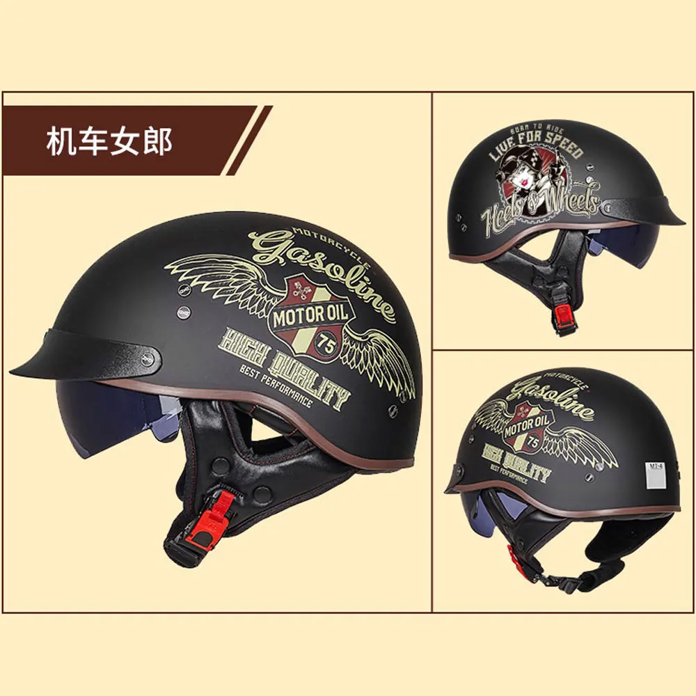 GXT Retro Motorcycle Helmet Vintage Moto Helmet Open Face Scooter Biker Motorbike Racing riding Helmet DOT Approved M-2XL - Image 2