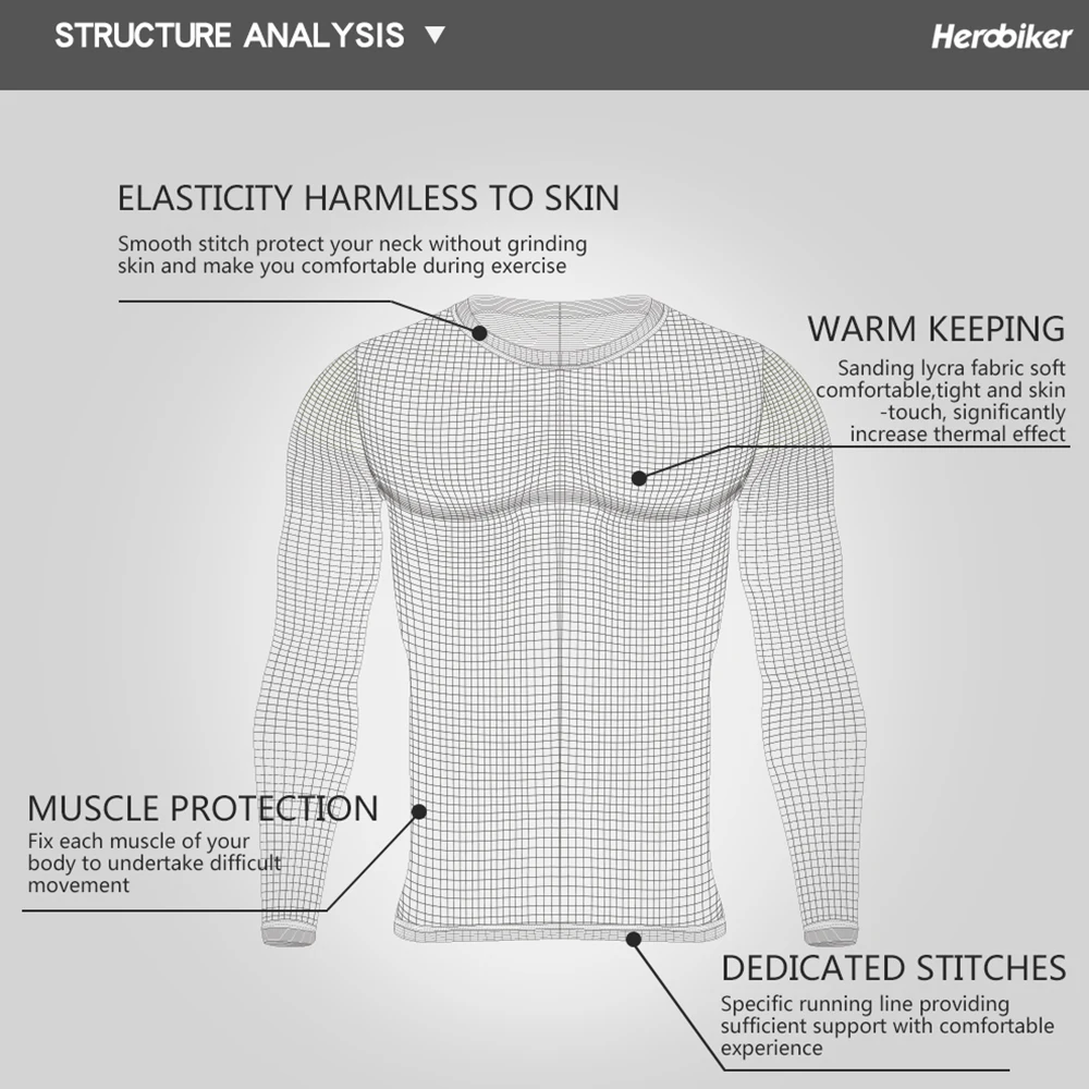 HEROBIKER Motorcycle Thermal Underwear Set Men's Motorcycle Skiing Winter Warm Base Layers Tight Long Johns Tops & Pants Set - Image 5