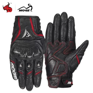 MOGE Motorcycle Gloves Breathable Leather Moto Gloves Carbon Fibre Motocross Gloves Touch Function Guantes Moto Riding Gloves