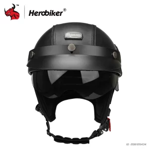 Helmets For Motorcycles Leather Vintage Open Face Helmet Safety Helmet Ride Half Scooter Helmet Motocross For Men And Women M-XL