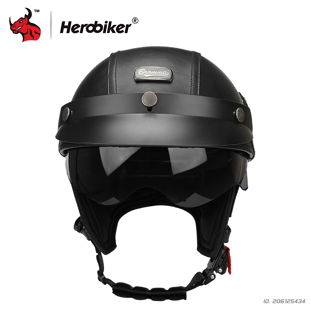Helmets For Motorcycles Leather Vintage Open Face Helmet Safety Helmet Ride Half Scooter Helmet Motocross For Men And Women M-XL