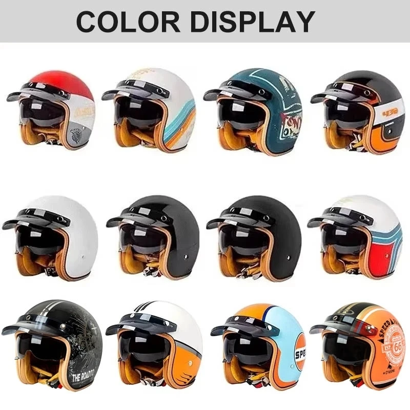 Retro Motorcycle Helmet 3/4 Open Face Helmets Riding DOT Certification Casco Moto Helmet Half Face Capacete De Moto Men Women - Image 2