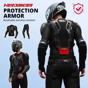 Motorcycle Body Armor Full Set Chest Back Protector Knee Guard Pants Airflow Design Unisex Lightweight Motocross Gear