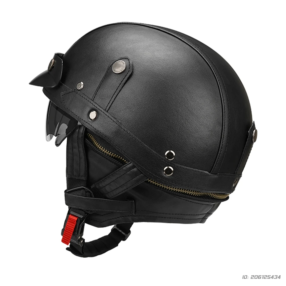Helmets For Motorcycles Leather Vintage Open Face Helmet Safety Helmet Ride Half Scooter Helmet Motocross For Men And Women M-XL - Image 5