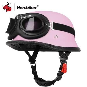 DOT Certified Retro Motorcycle Half Helmet With Eyewear Vintage Unisex Open Face Helmet S-XXL For Cruiser Custom Riders