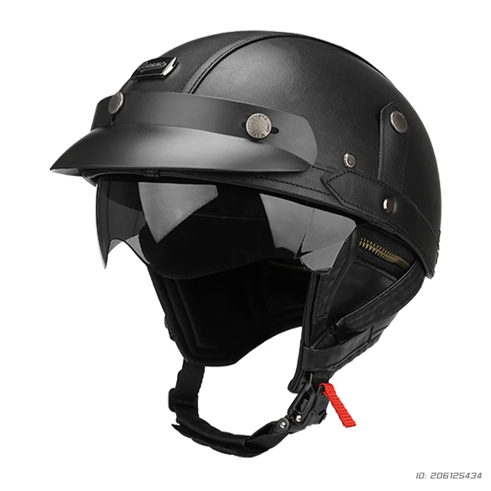 Helmets For Motorcycles Leather Vintage Open Face Helmet Safety Helmet Ride Half Scooter Helmet Motocross For Men And Women M-XL - Image 2