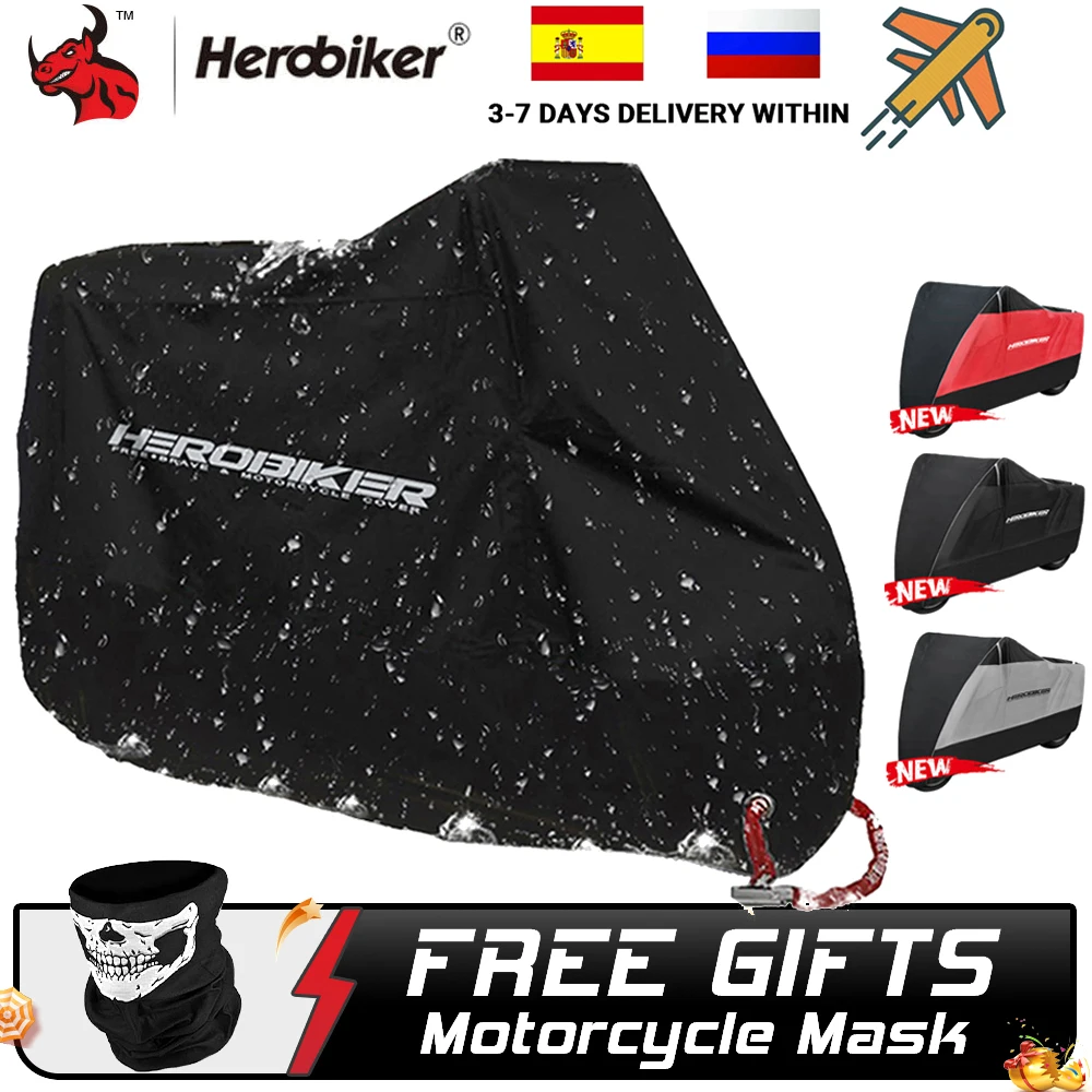 HEROBIKER Motorcycle Cover Bike All Season Waterproof Dustproof UV Protective Outdoor Indoor Moto Scooter Motorbike Rain Cover