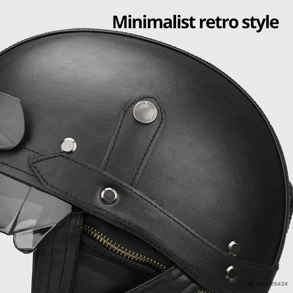 Helmets For Motorcycles Leather Vintage Open Face Helmet Safety Helmet Ride Half Scooter Helmet Motocross For Men And Women M-XL - Image 4