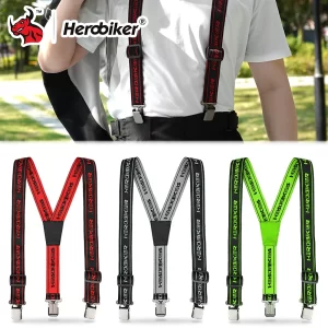 HEROBIKER Motorcycle Duty Braces Pant Suspenders High Elastic Adjustable Y Back Suspender Straps Motocross Pants Suspenders