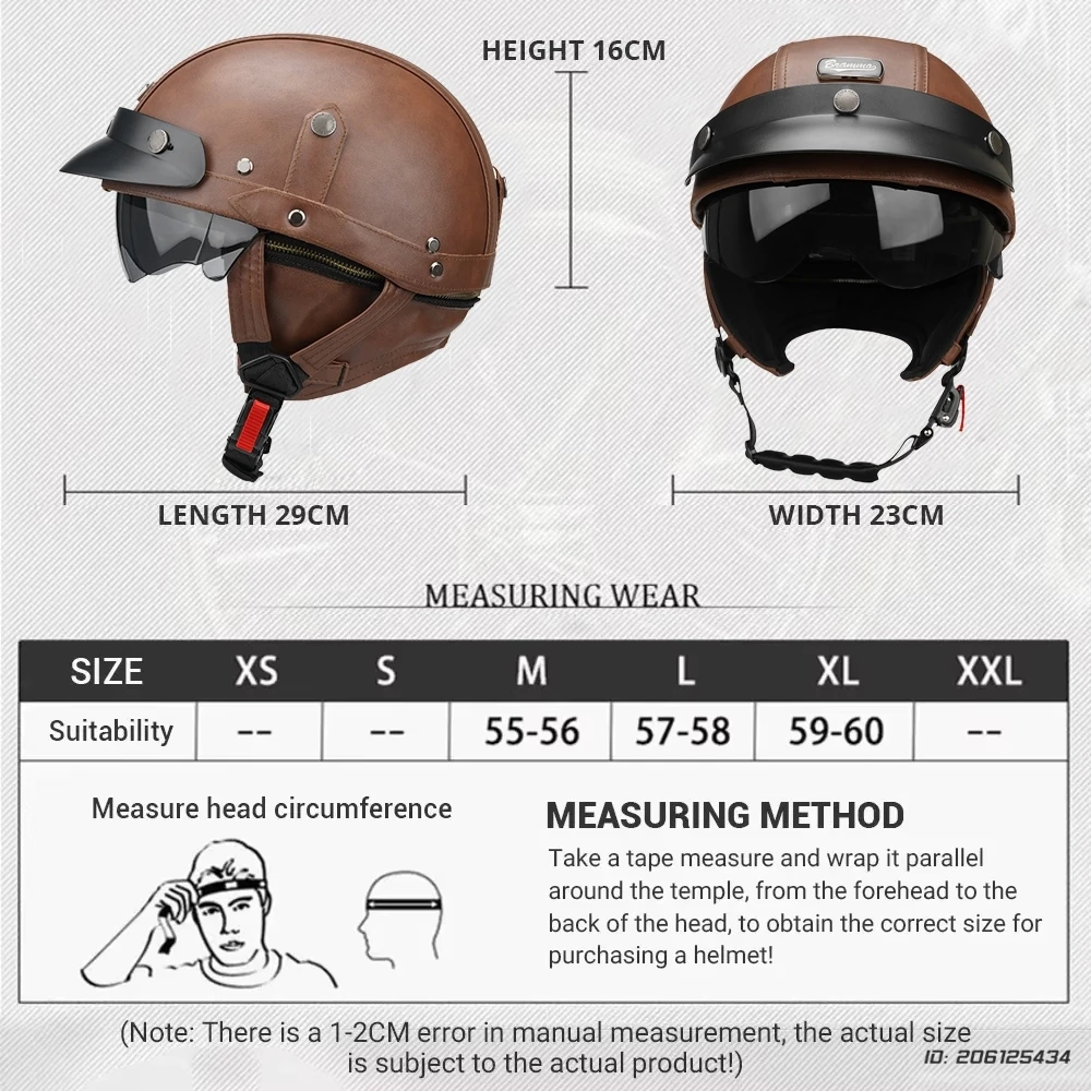 Helmets For Motorcycles Leather Vintage Open Face Helmet Safety Helmet Ride Half Scooter Helmet Motocross For Men And Women M-XL - Image 6