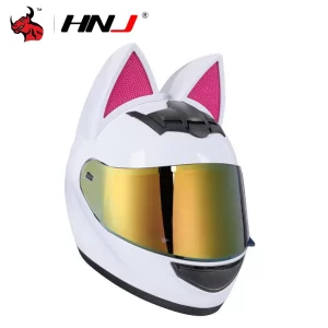 Women Motorcycle Helmet Outdoor Riding Motorcycle Cat Ear Women Motorcycle Helmet DOT Approved Removable Full Face Helmet