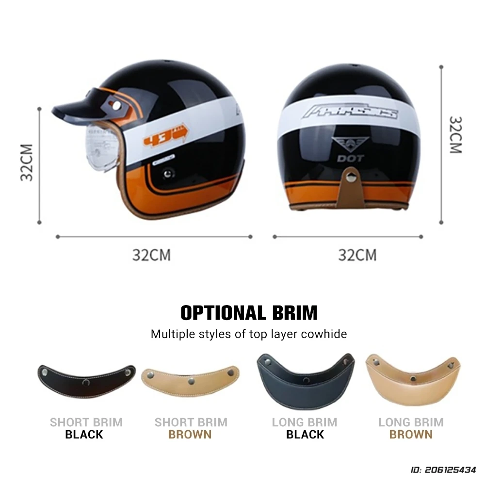 Retro Motorcycle Helmet 3/4 Open Face Helmets Riding DOT Certification Casco Moto Helmet Half Face Capacete De Moto Men Women - Image 4