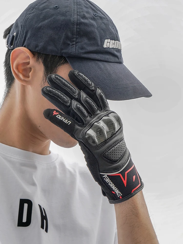 DUHAN Summer Motorcycle Gloves Carbon Fiber Shell Knight Motorbike Gloves Anti Drop Breathable All Finger Glove Equipment - Image 2