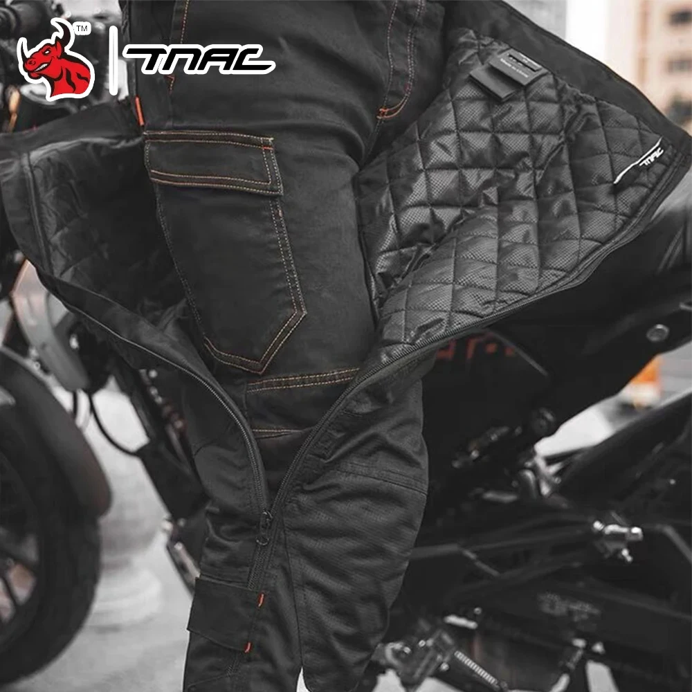 Jeans Winter Windproof Waterproof Warm Cotton Liner Outdoor Night Reflective Moto Pants Motorcycle Pants Quick Takeoff