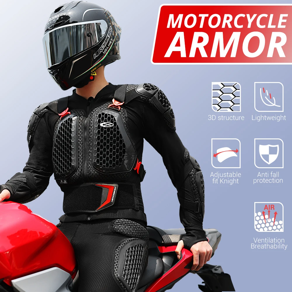 Off-Road Motorcycle Armor Unisex With Chest Back Protection Breathable Abrasion-Resistant Impact Gear For Moto Riding Jacket