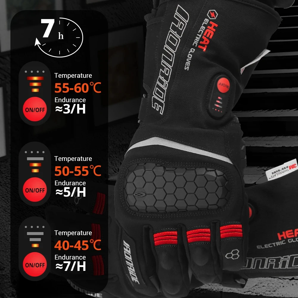 Heated Motorcycle Riding Gloves for Winter Waterproof Thermal Ski Gloves with Battery Warm Electric Heated Gloves 4 Colors - Image 3
