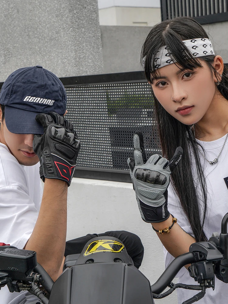 DUHAN Summer Motorcycle Gloves Carbon Fiber Shell Knight Motorbike Gloves Anti Drop Breathable All Finger Glove Equipment - Image 5