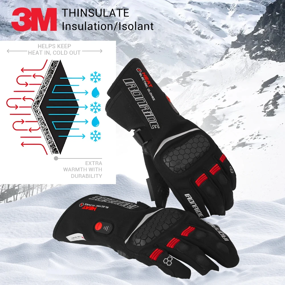 Heated Motorcycle Riding Gloves for Winter Waterproof Thermal Ski Gloves with Battery Warm Electric Heated Gloves 4 Colors - Image 5