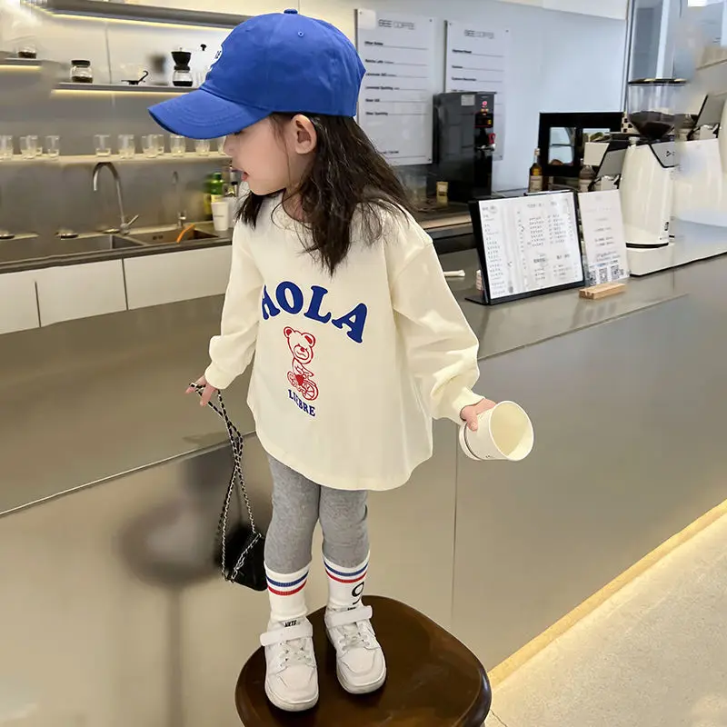 Autumn Clothes Baby Girl Cartoon Bear Sweater Top and Legging Pant Set Children Cotton Letter Pullover Sport Trousers 2pcs Suit - Image 4