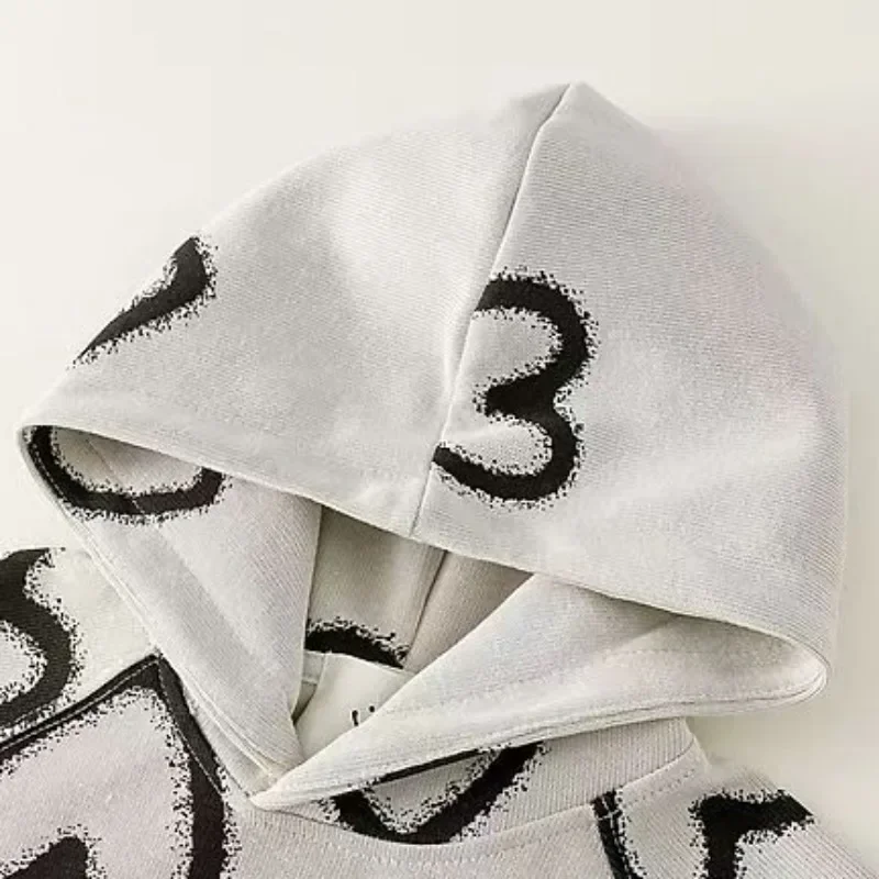 Spring Winter Children Boy Girls Clothes Set Kid Heart Printed Hoodies Sweatshirts Pullover Top and Pants 2pcs Suit Tracksuits - Image 4