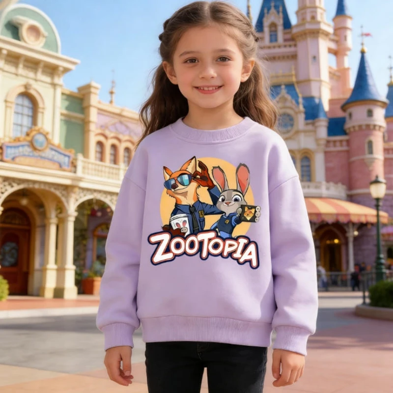 Spring Kid Boy Clothes Children Girls Disney Zootopia 2 Judy Hopps Nick Wilde Print Sweatshirt Top Baby Cartoon Pullover - Image 5