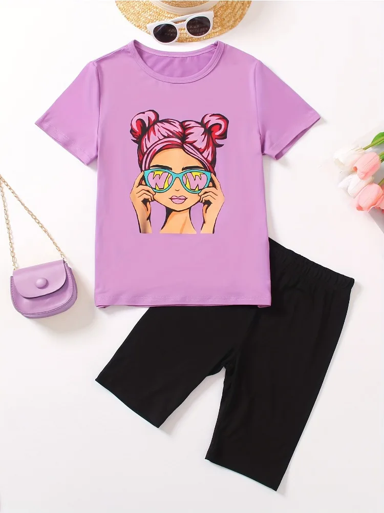 Summer Baby Girls Clothes Set Kid Cartoon Girl Printed T-shirts and Shorts 2 Pieces Suit Children Short Sleeve Sweet Tracksuits - Image 2