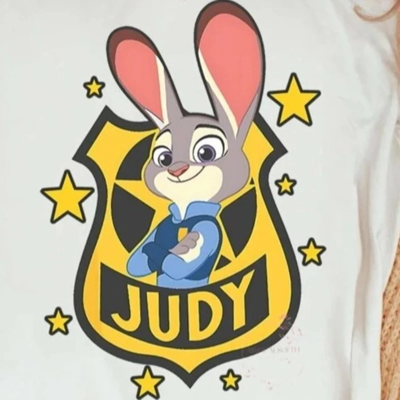 2026 Summer Disney Zootopia 2 Officer Judy Hopps Print T-Shirt Children Girls Breathable Soft Cotton Top Clothes Kid - Image 3