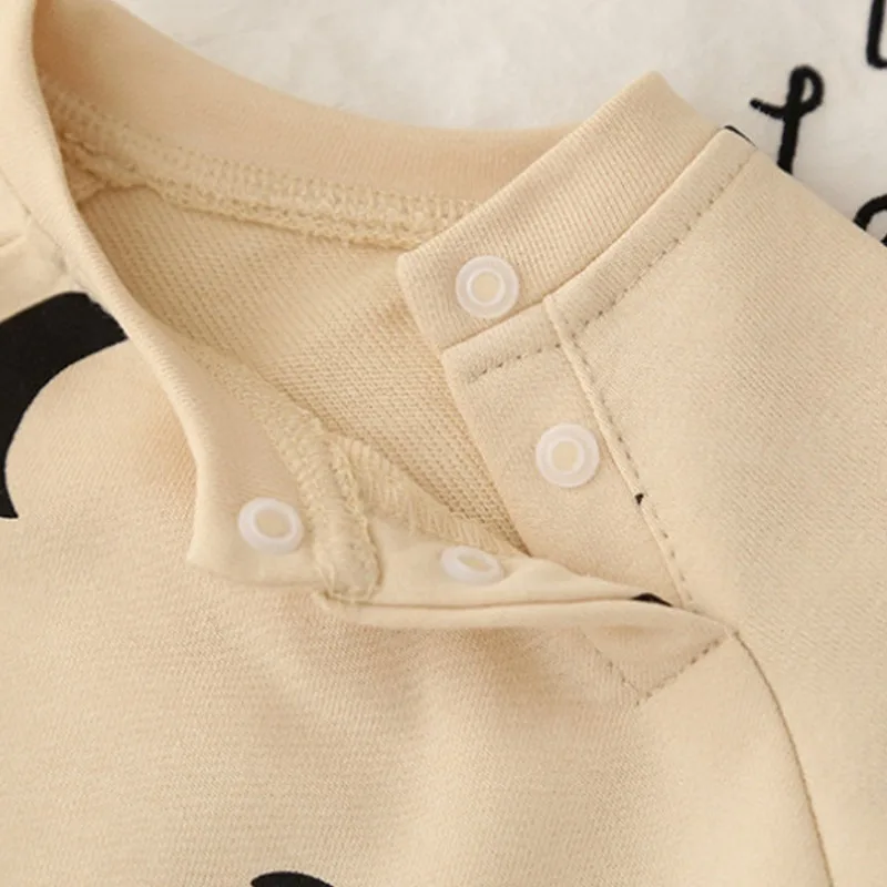 Newborn Spring and Winter Fashion Moon Sun Print Suit Cotton Comfortable and Soft 0-12 Boys and Girls Long Sleeved Baby Bodysuit - Image 5