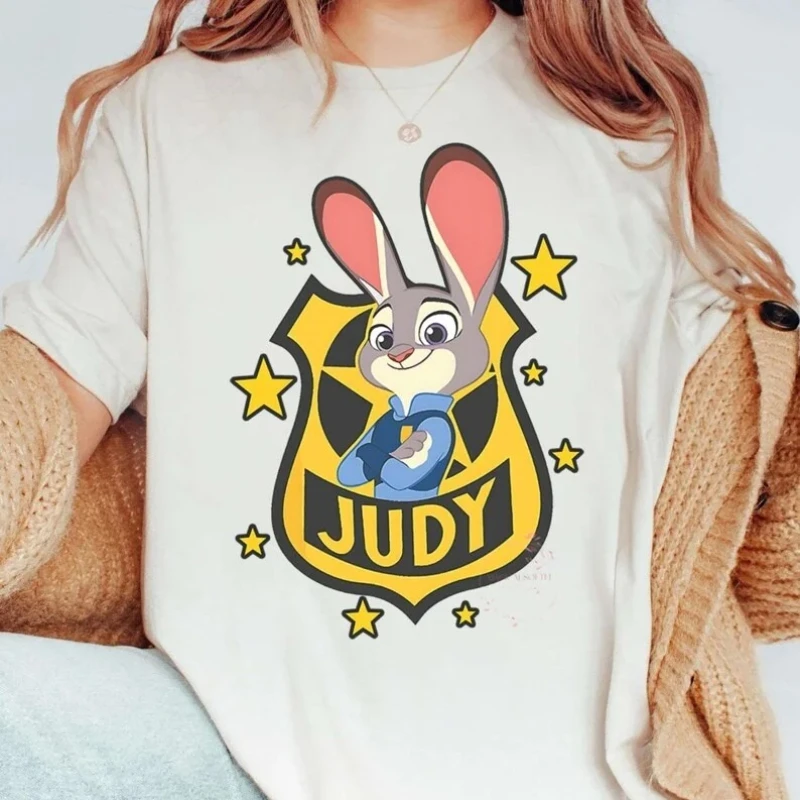 2026 Summer Disney Zootopia 2 Officer Judy Hopps Print T-Shirt Children Girls Breathable Soft Cotton Top Clothes Kid - Image 2