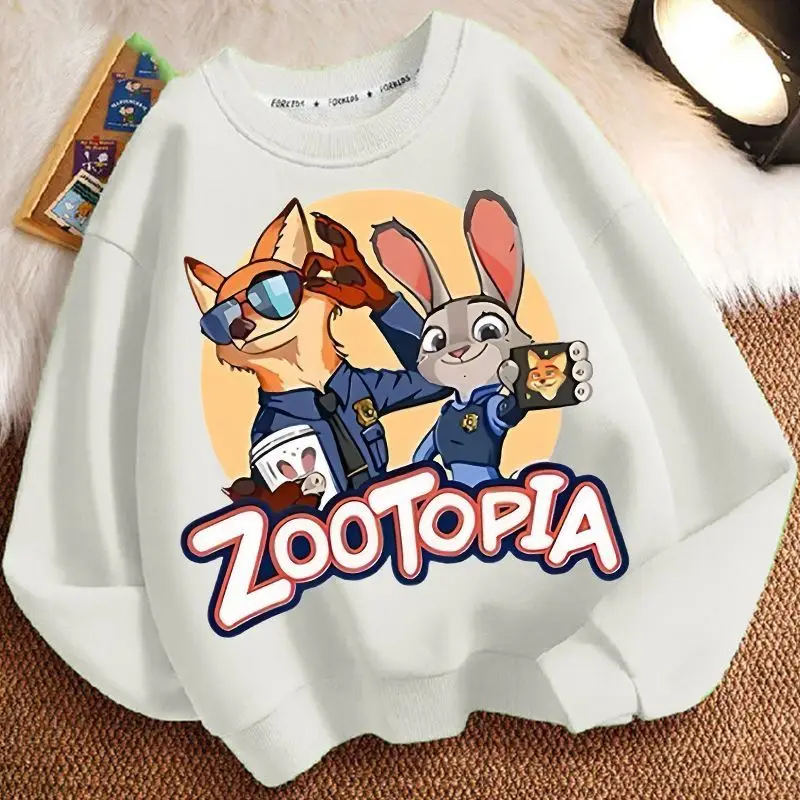 Spring Kid Boy Clothes Children Girls Disney Zootopia 2 Judy Hopps Nick Wilde Print Sweatshirt Top Baby Cartoon Pullover - Image 2