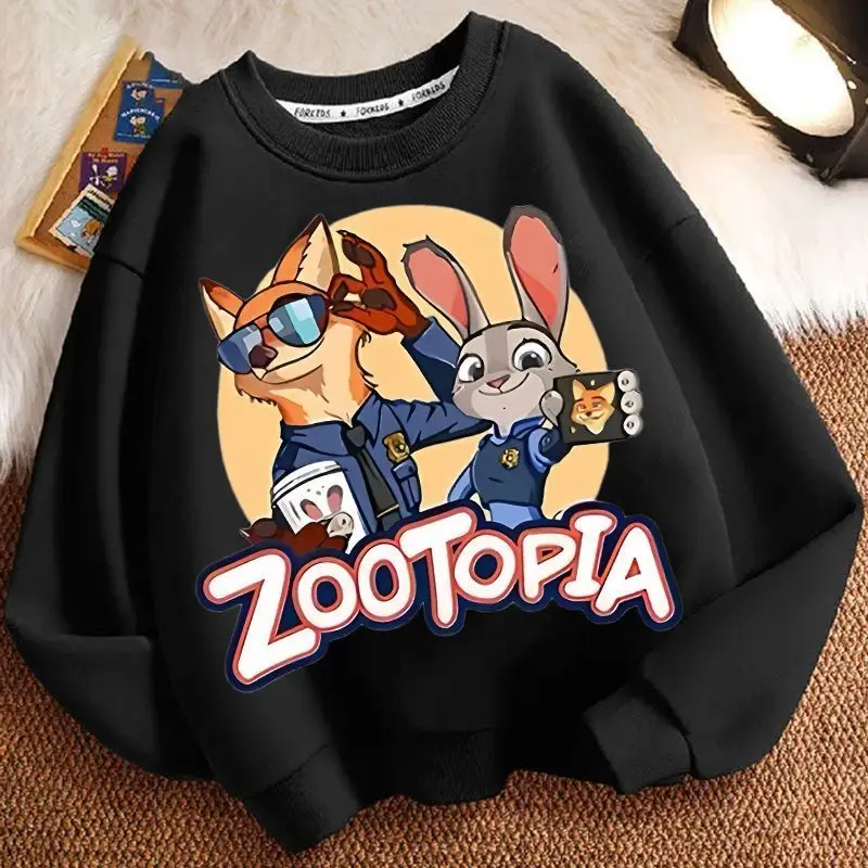 Spring Kid Boy Clothes Children Girls Disney Zootopia 2 Judy Hopps Nick Wilde Print Sweatshirt Top Baby Cartoon Pullover - Image 3