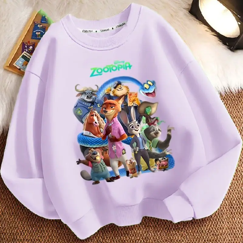 Spring Kid Boy Clothes Children Girls Disney Zootopia 2 Judy Hopps Nick Wilde Print Sweatshirt Top Baby Cartoon Pullover - Image 2