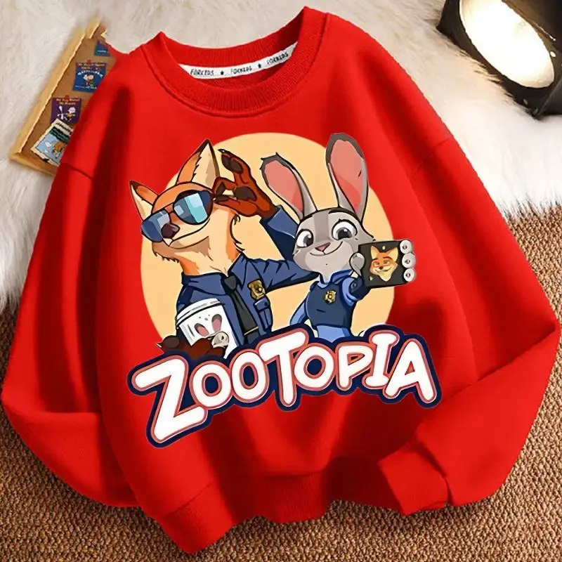 Spring Kid Boy Clothes Children Girls Disney Zootopia 2 Judy Hopps Nick Wilde Print Sweatshirt Top Baby Cartoon Pullover - Image 4