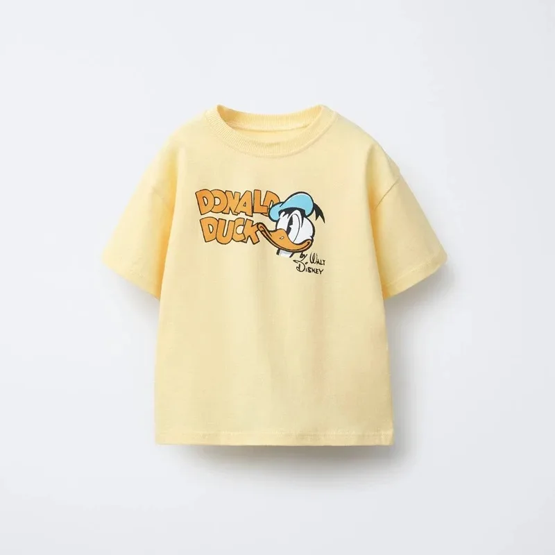 Disney Summer Cotton Short Sleeve T-shirts Children Boy Mickey Printed Crew Neck Top Kid Girls Cartoon Fashion Top - Image 2